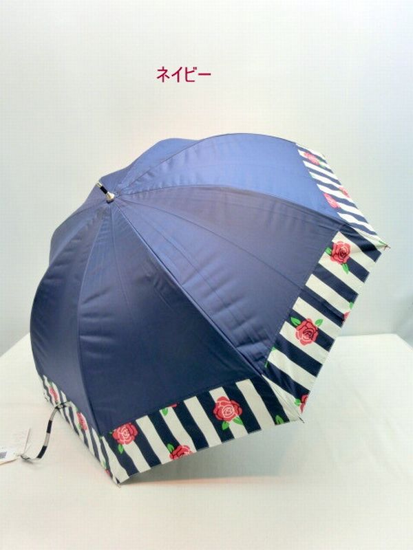 晴雨兼用傘 傘 ファッション小物 レディースファッション 長傘 高度な耐水性 UVカット率99% 遮蔽効果 深張 ストライプローズ 切継 軽量