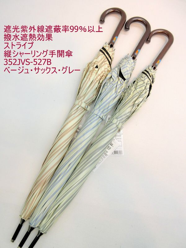 【商品説明】高級感がありオシャレな和調のストライプ柄プリントの晴雨兼用手開き傘です。オシャレなシャーリング加工で、はなびらのようなシルエットになります。裏面ブラックコーティング加工を施し、遮光率紫外線