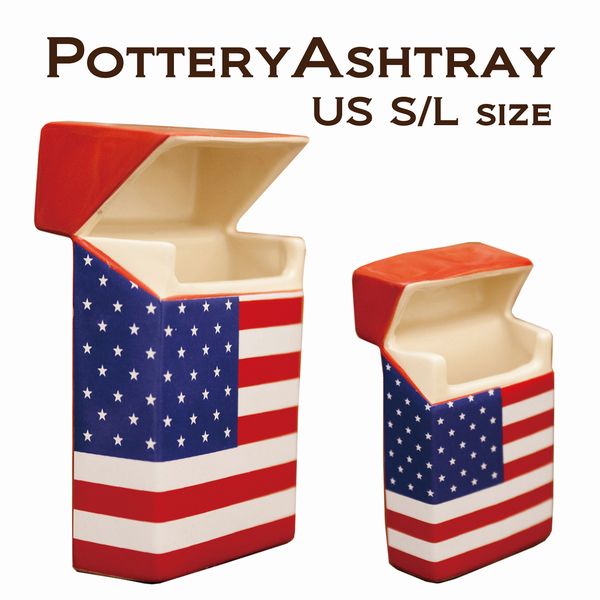 灰皿 喫煙具 ライター コレクション 趣味 手芸 ポタリーアッシュトレイ US アメリカン雑貨 アメリカ国旗 陶器 お部屋を賑やかに 実用的