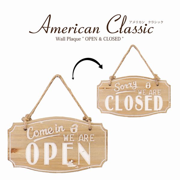 【商品説明】おしゃれなOPEN & CLOSEDのプレートです。OPENとCLOSEDが両面なのでひっくり返すだけでつかえます!文字部分は少し凹んでいて、ホワイトペイントで加工されています。ナ