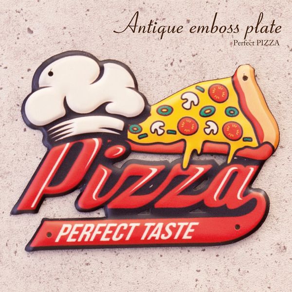 レリーフ アート ウォールデコレーション 家具 インテリア アンティーク エンボスプレート Perfect PIZZA ピザ インパクト強い イラスト